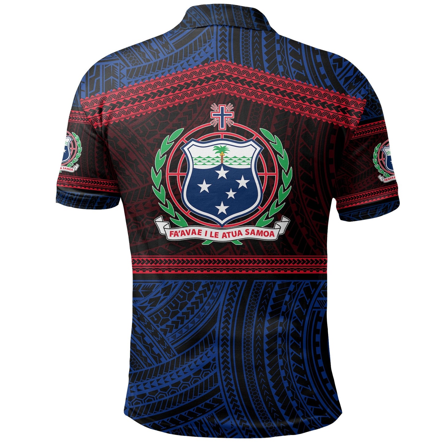 Samoa Rugby Polynesian Patterns Polo Shirt Blue