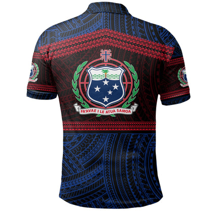 Samoa Rugby Polynesian Patterns Polo Shirt Blue