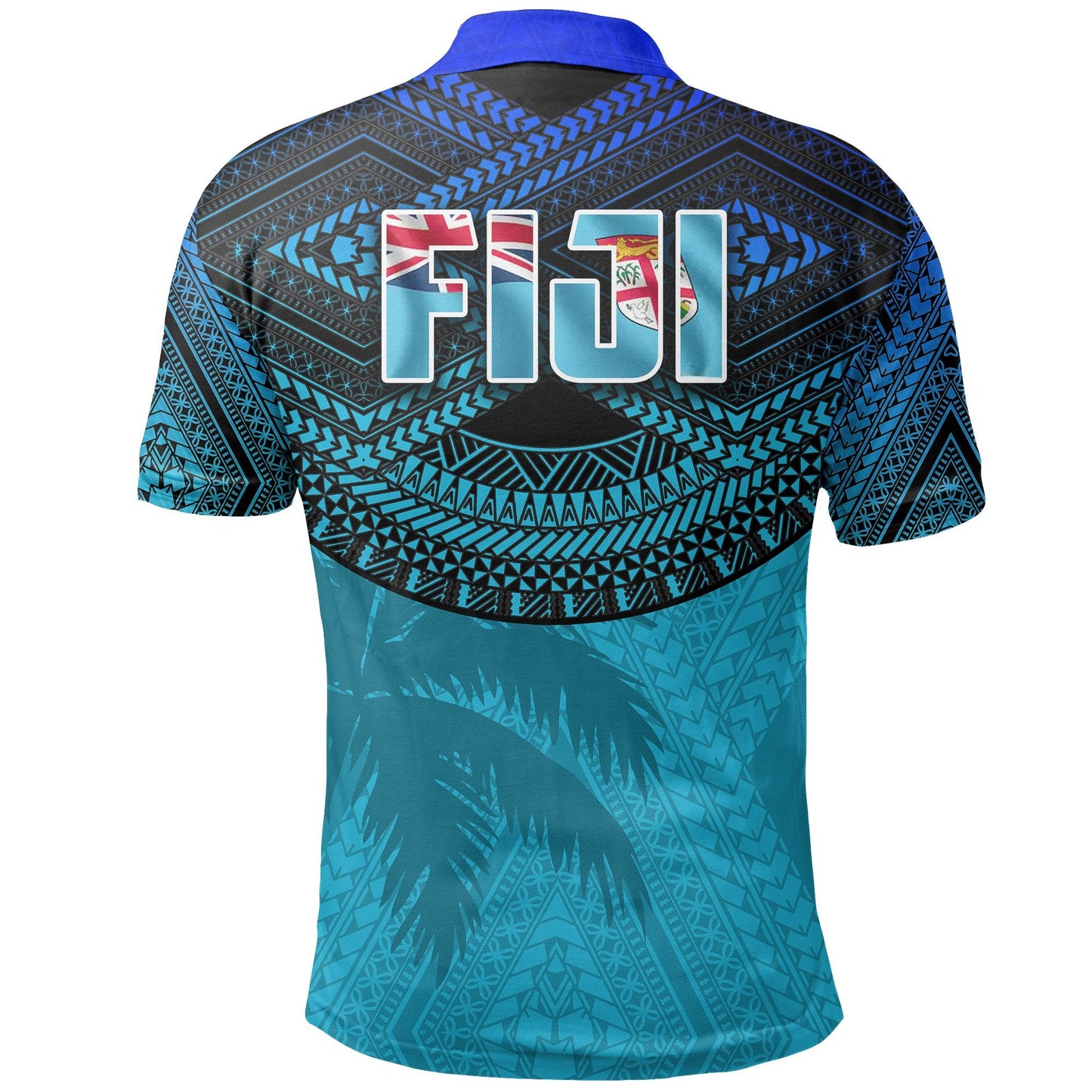 Fiji Rugby Polynesian Polo Shirt Blue