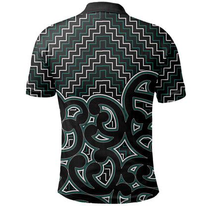 New Zealand Polo Shirt Maori Graphic Tee patterns Green