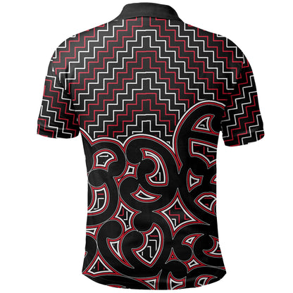 New Zealand Polo Shirt Maori Graphic Tee patterns Red