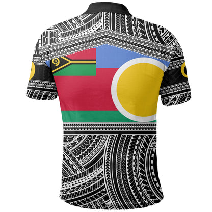 Custom Personalised Shefa Province Polo Shirt Of Vanuatu Polynesian Patterns Black And White Style