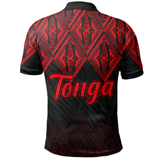 Tonga Polo Shirt Ngatu Black And Red Style
