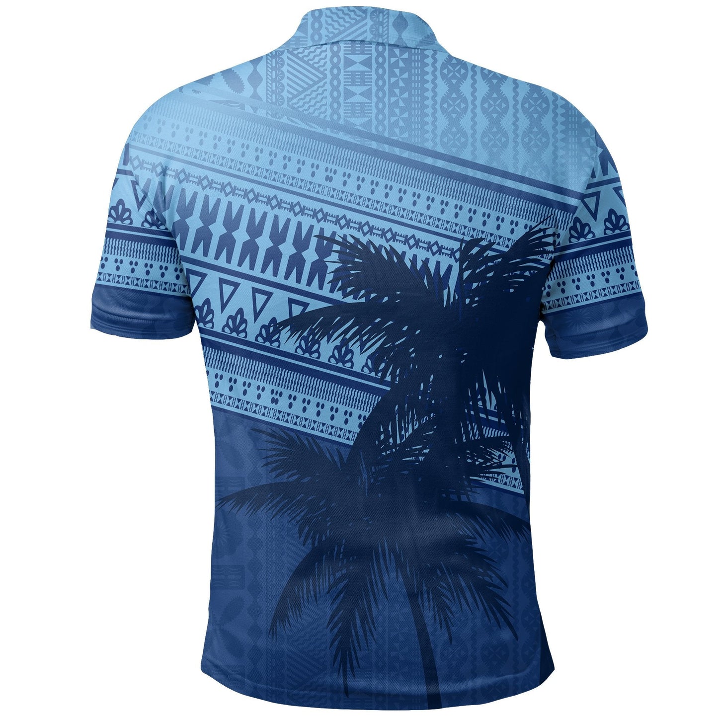 Fiji Rugby Makare And Tapa Patterns Polo Shirt Blue