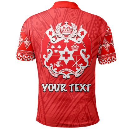 Custom PersonalisedTonga Polo Shirt Ngatu Red Style