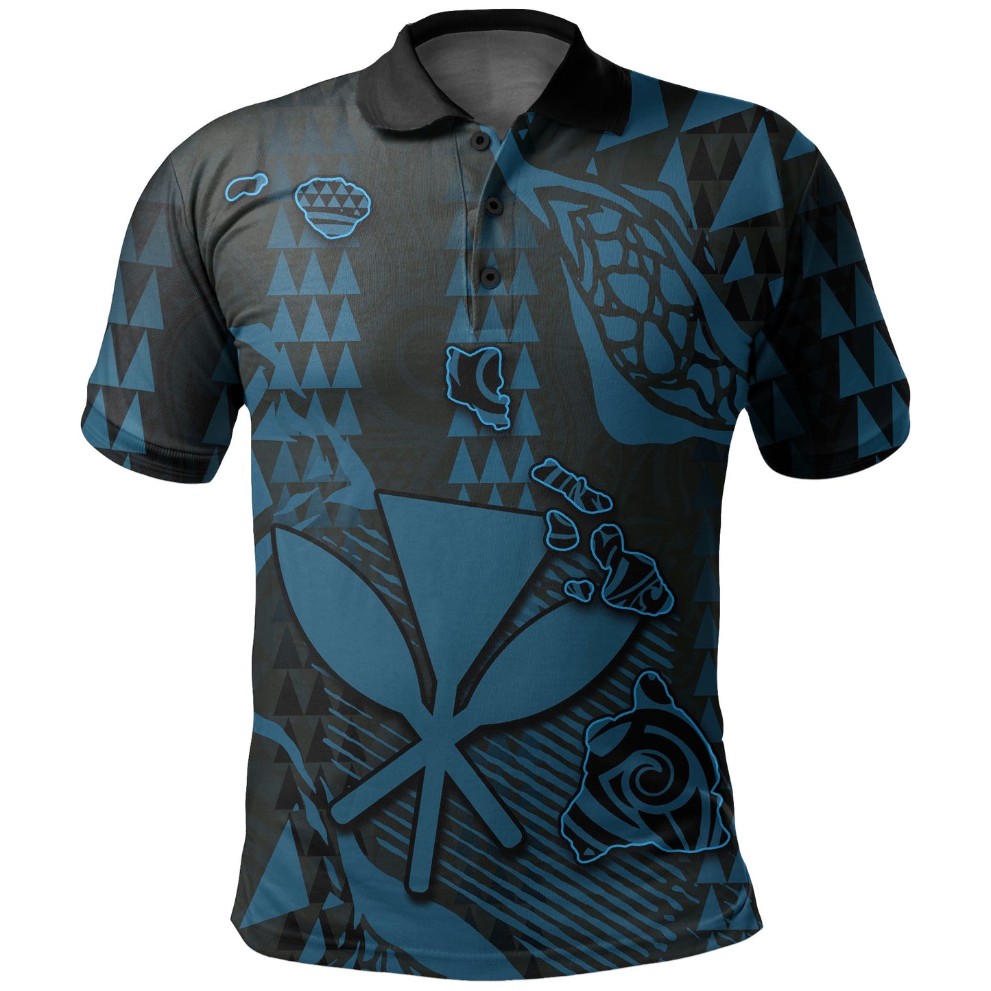 Hawaii Kanaka Map Polo Shirt Blue Style Printed Shirt
