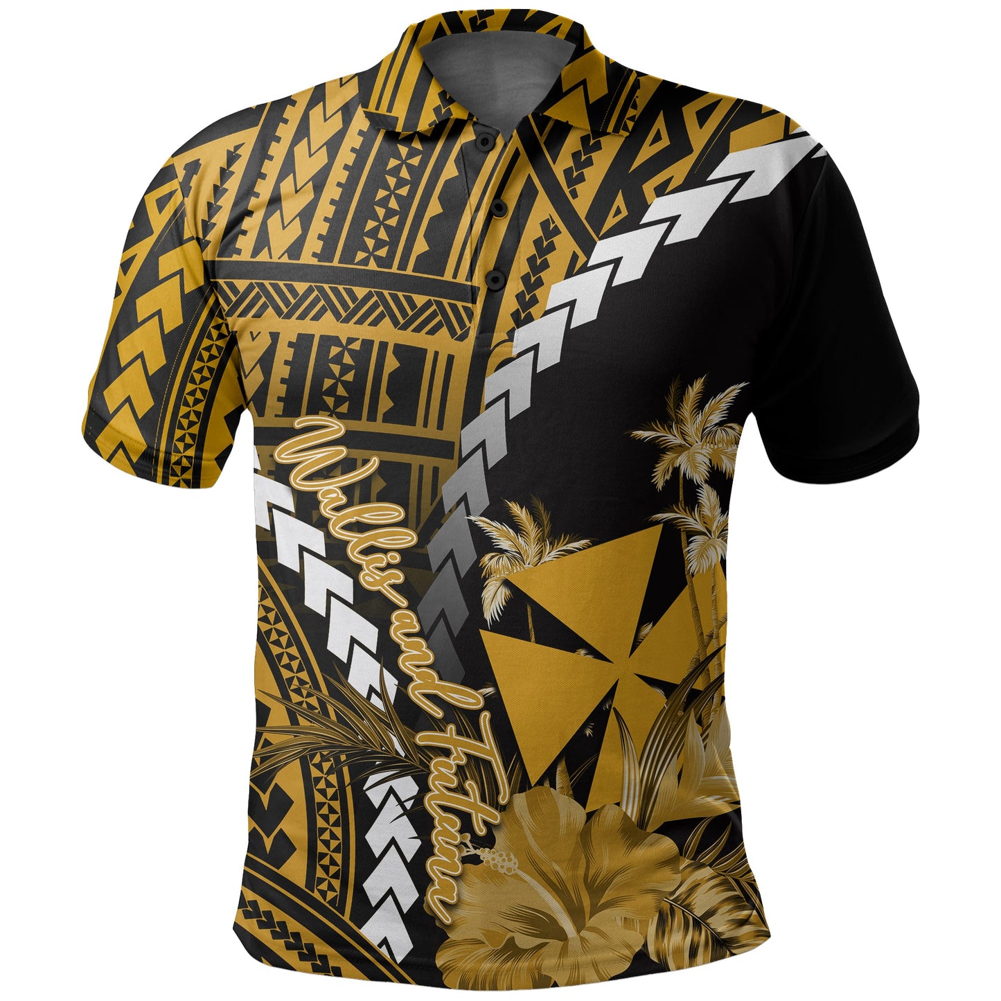 Wallis and Futuna Polo Shirt Polynesian Style Gold Color