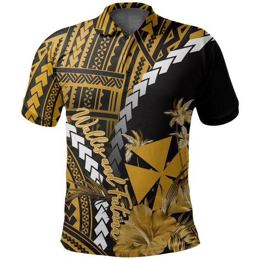 Wallis and Futuna Polo Shirt Polynesian Style Gold Color