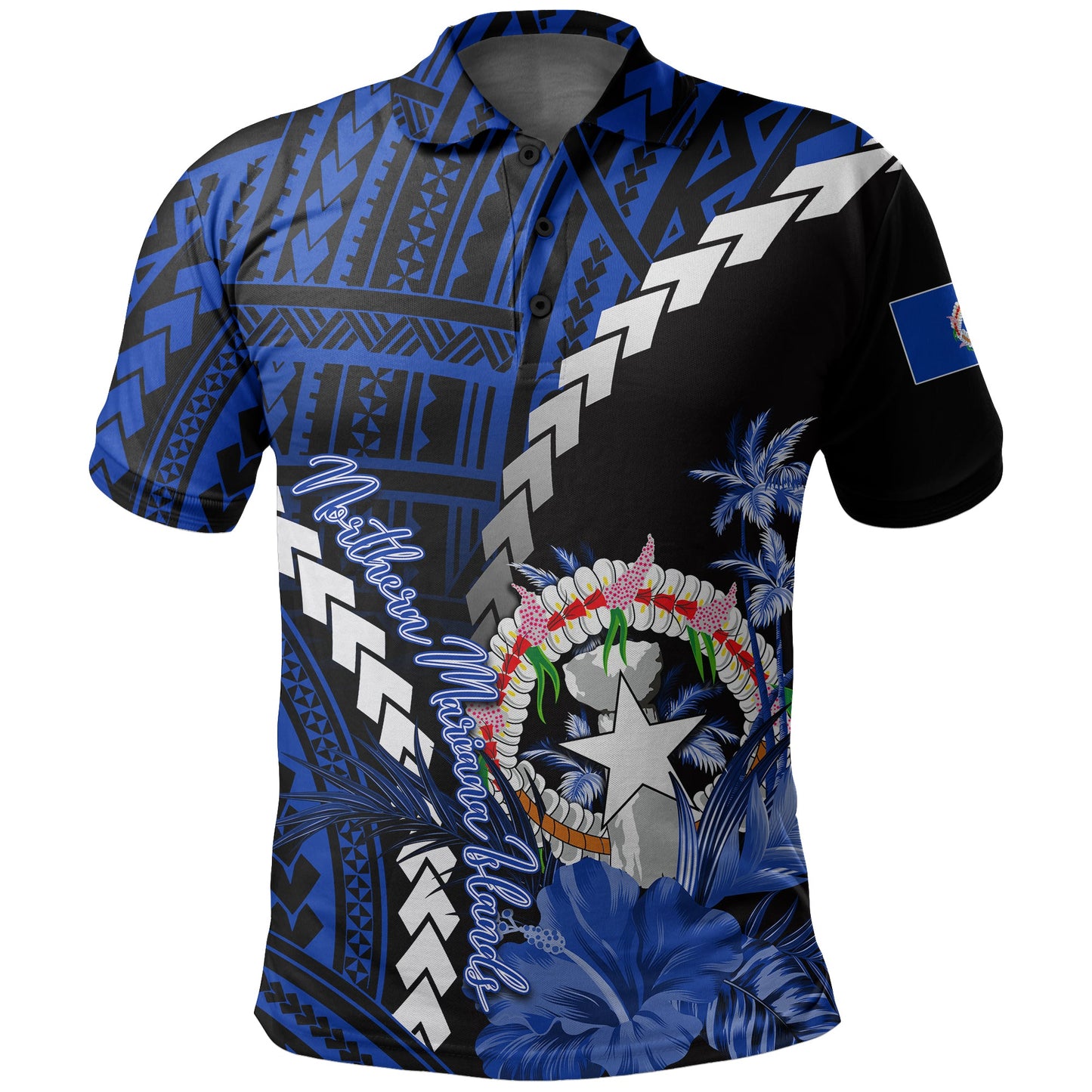 Northern Mariana Islands Polo Shirt Polynesian Style Blue Color