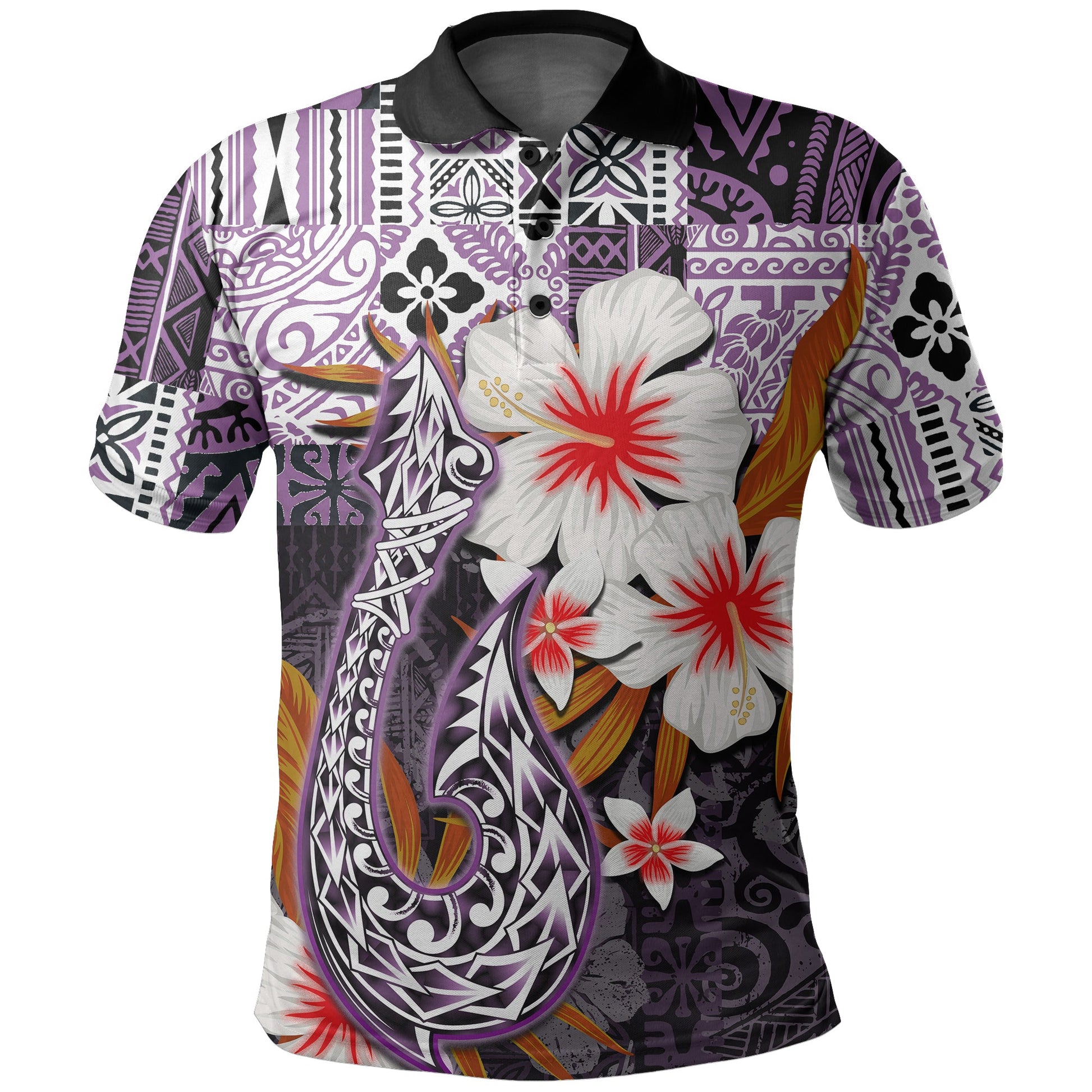 Hawaii Fish Hook Polo Shirt Purple Style