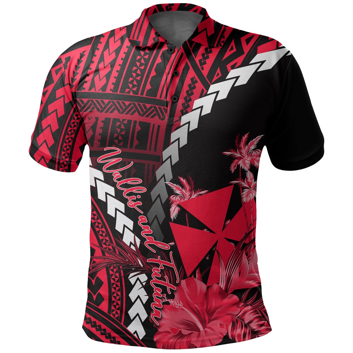 Custom PersonalisedWallis and Futuna Polo Shirt Polynesian Style Red Color