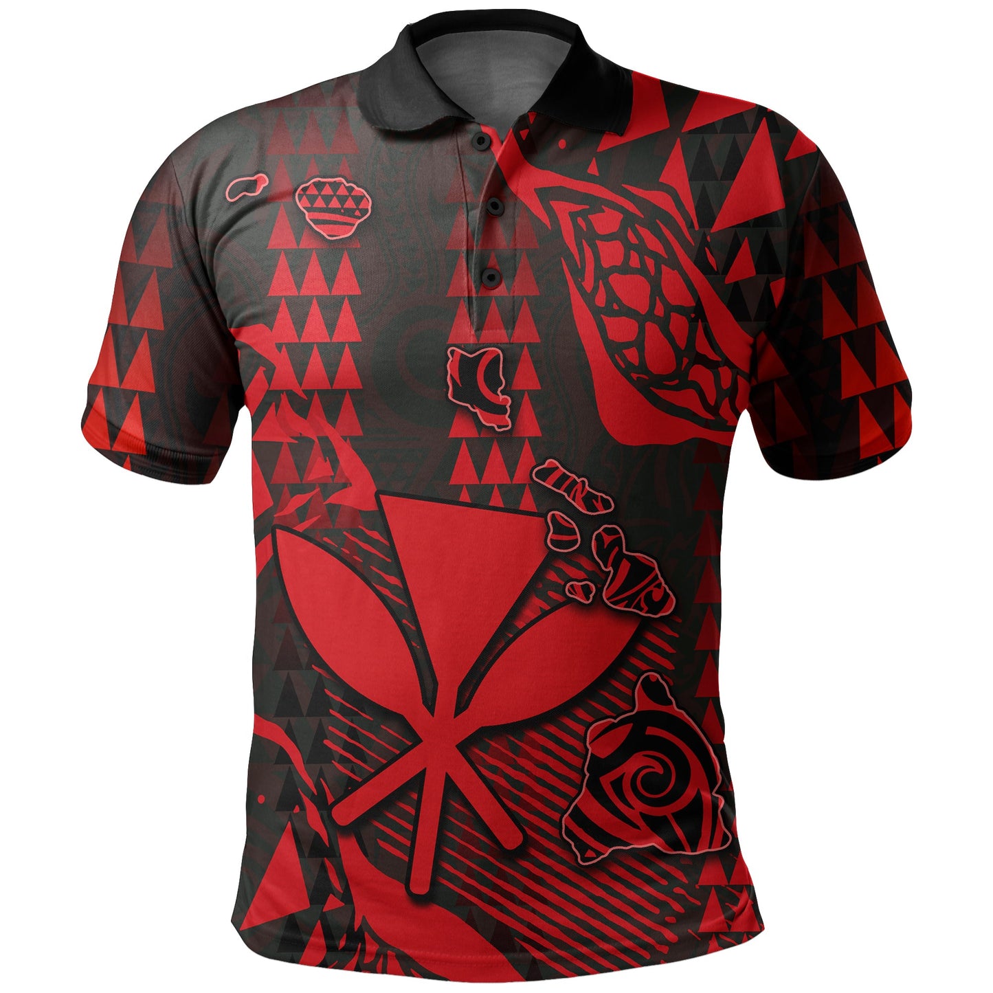 Hawaii Kanaka Map Polo Shirt Red Style Printed Shirt