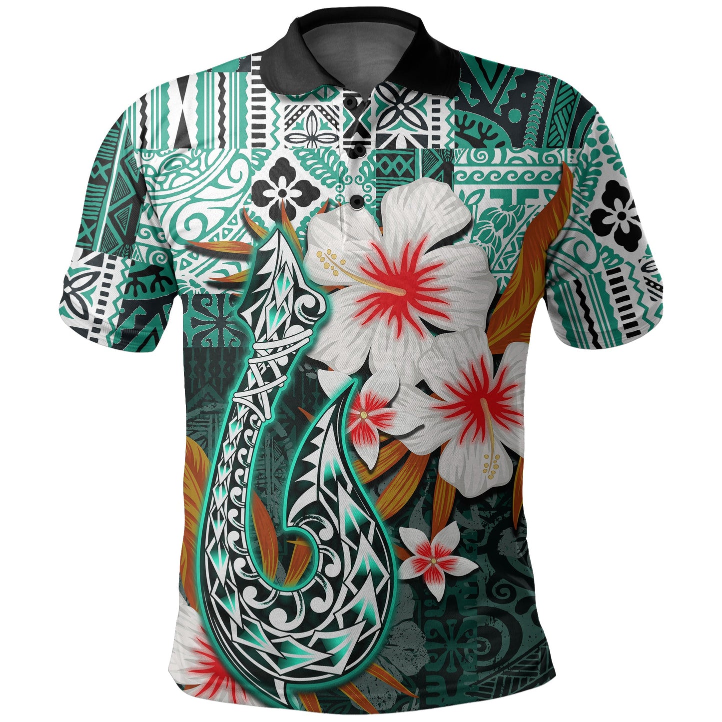 Hawaii Fish Hook Polo Shirt Green Style