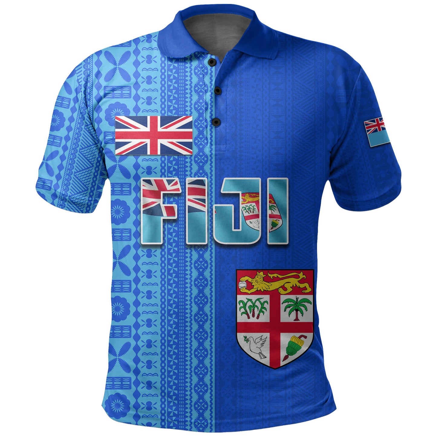 Fiji Constitution Day Half Tapa Patterns Polo Shirt