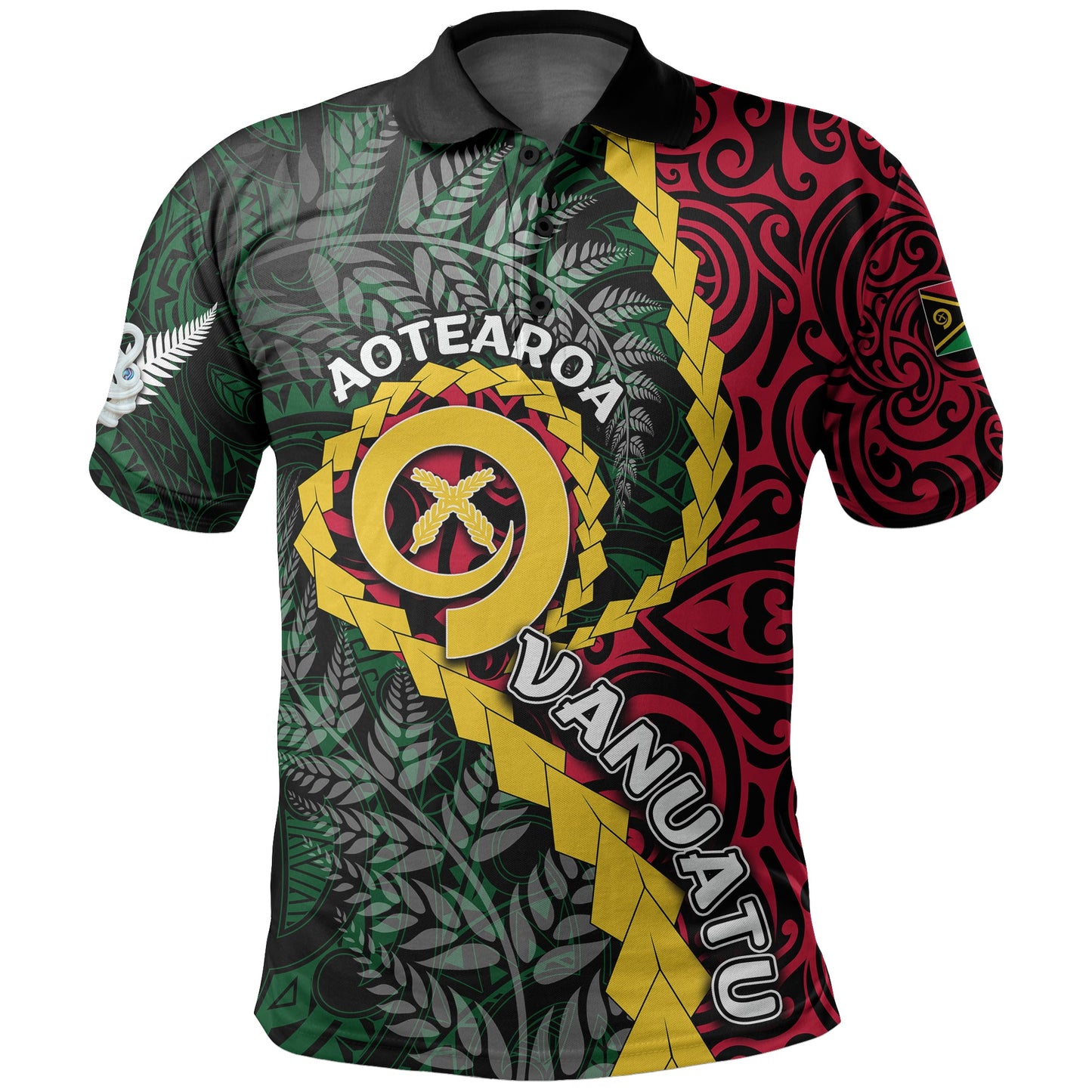 Vanuatu Polo Shirt Mix Maori Silver Fern