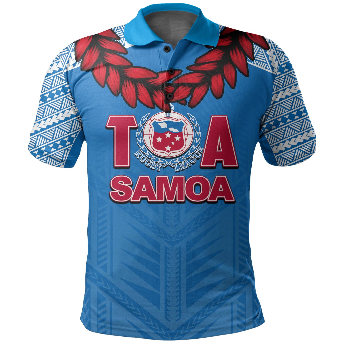 Toa Samoa Ula Fla Rugby Polo Shirt Blue Sky Jersey 2022