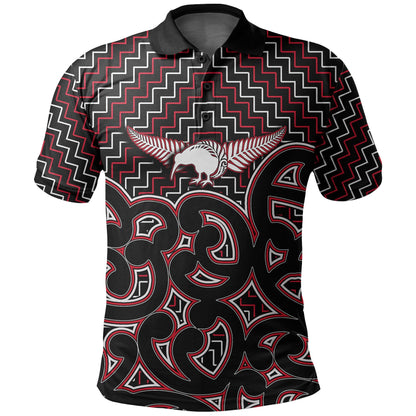 New Zealand Polo Shirt Maori Graphic Tee patterns Red