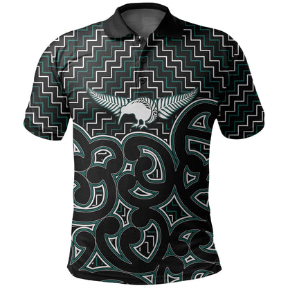 New Zealand Polo Shirt Maori Graphic Tee patterns Green