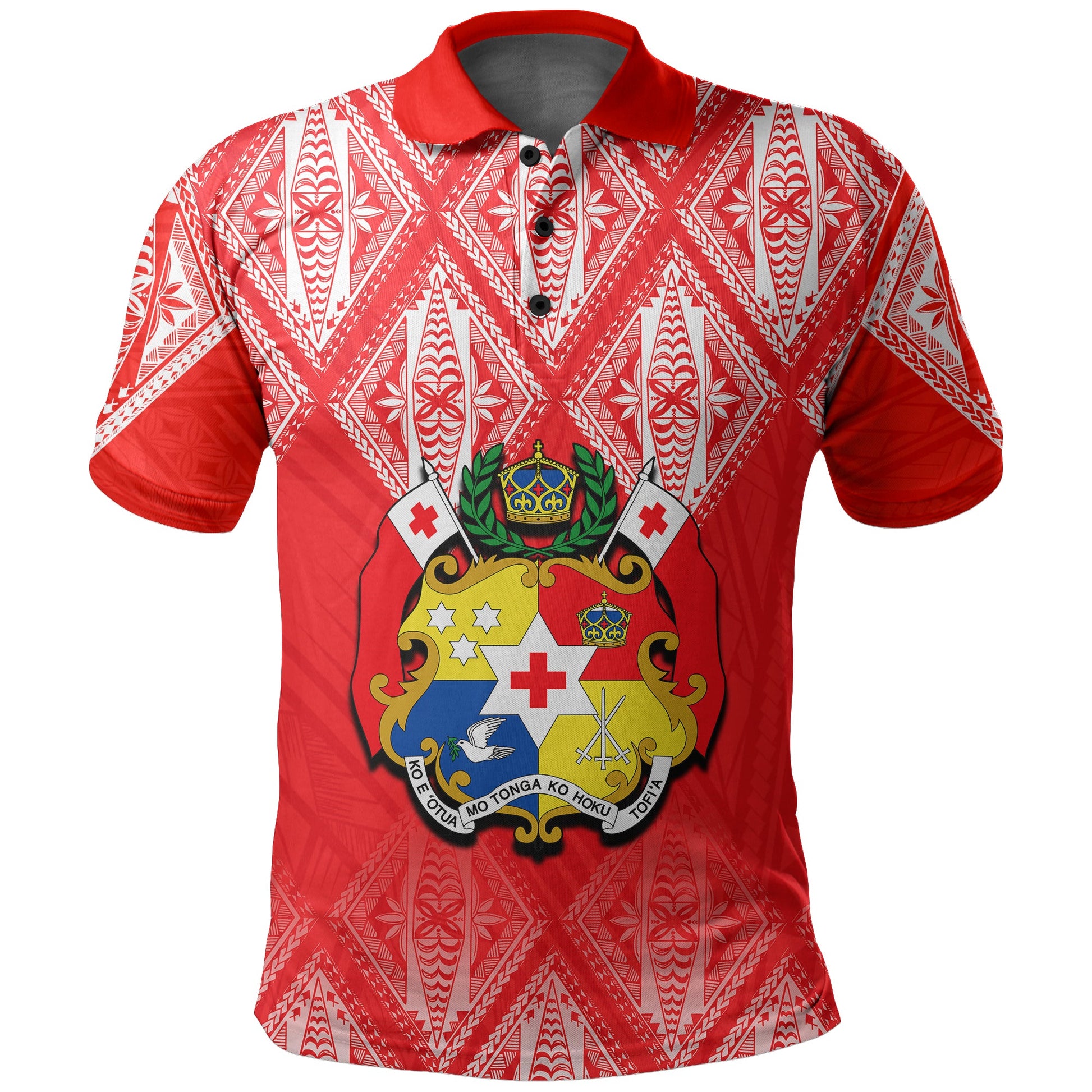 Tonga Polo Shirt Ngatu White And Red Style