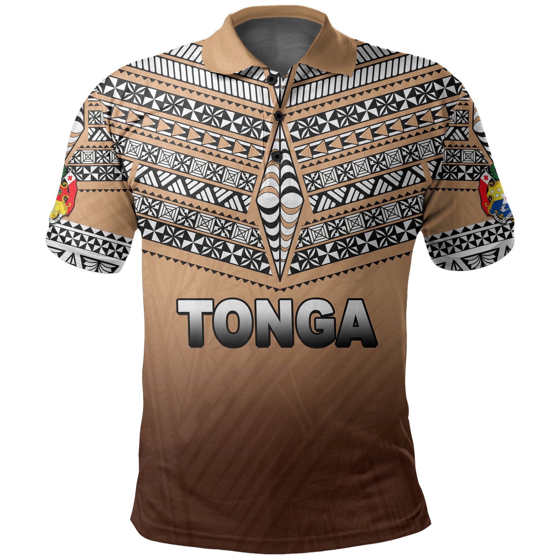 Custom PersonalisedTonga Polo Shirt Ngatu Polynesian Gold Style