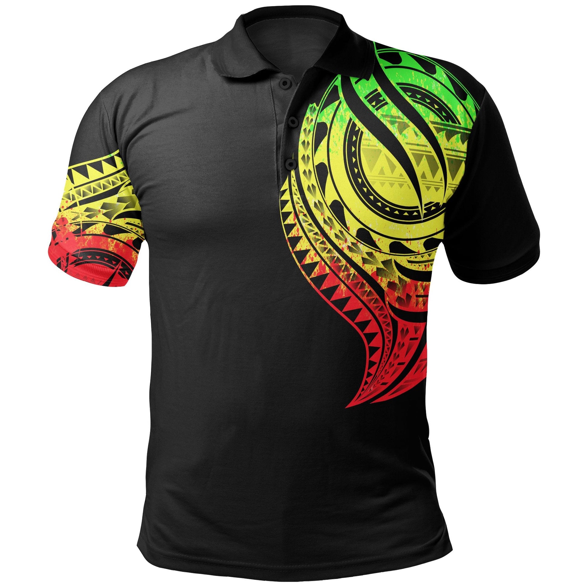 Kiribati Polo Shirt - Kiribati Tatau Reggae Patterns With Coat Of Arms