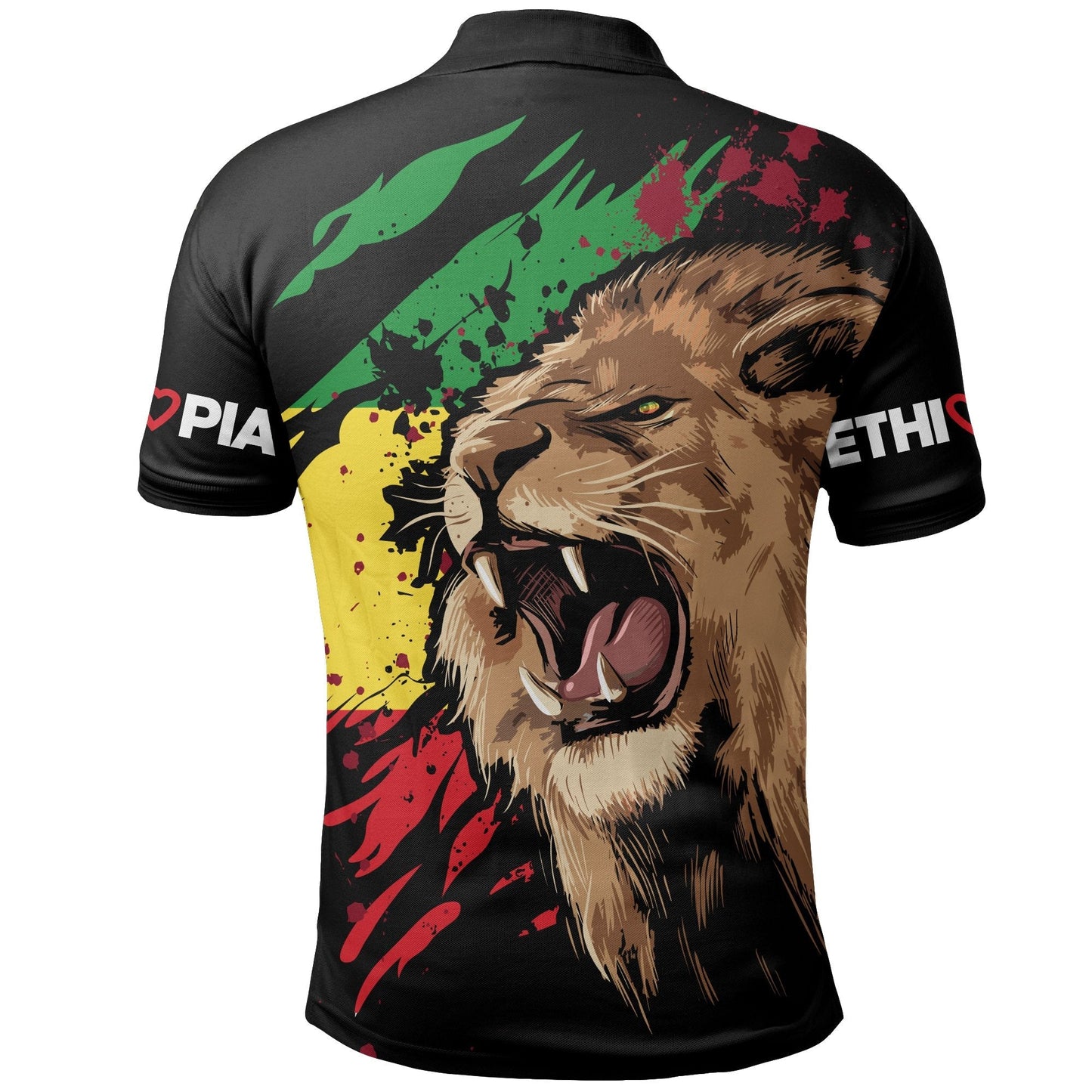 Ethiopia Polo Shirt Ethiopia Rasta Lion Judah Flag