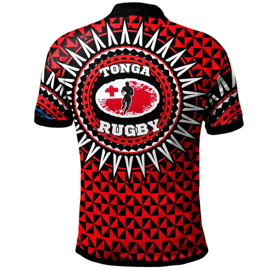 Tonga Polo Shirt - Rugby Style Red Black Color