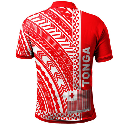 Tonga Polo Shirt - Unique Barcode White Red