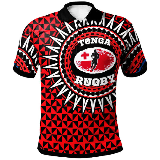 Tonga Polo Shirt - Rugby Style Red Black Color