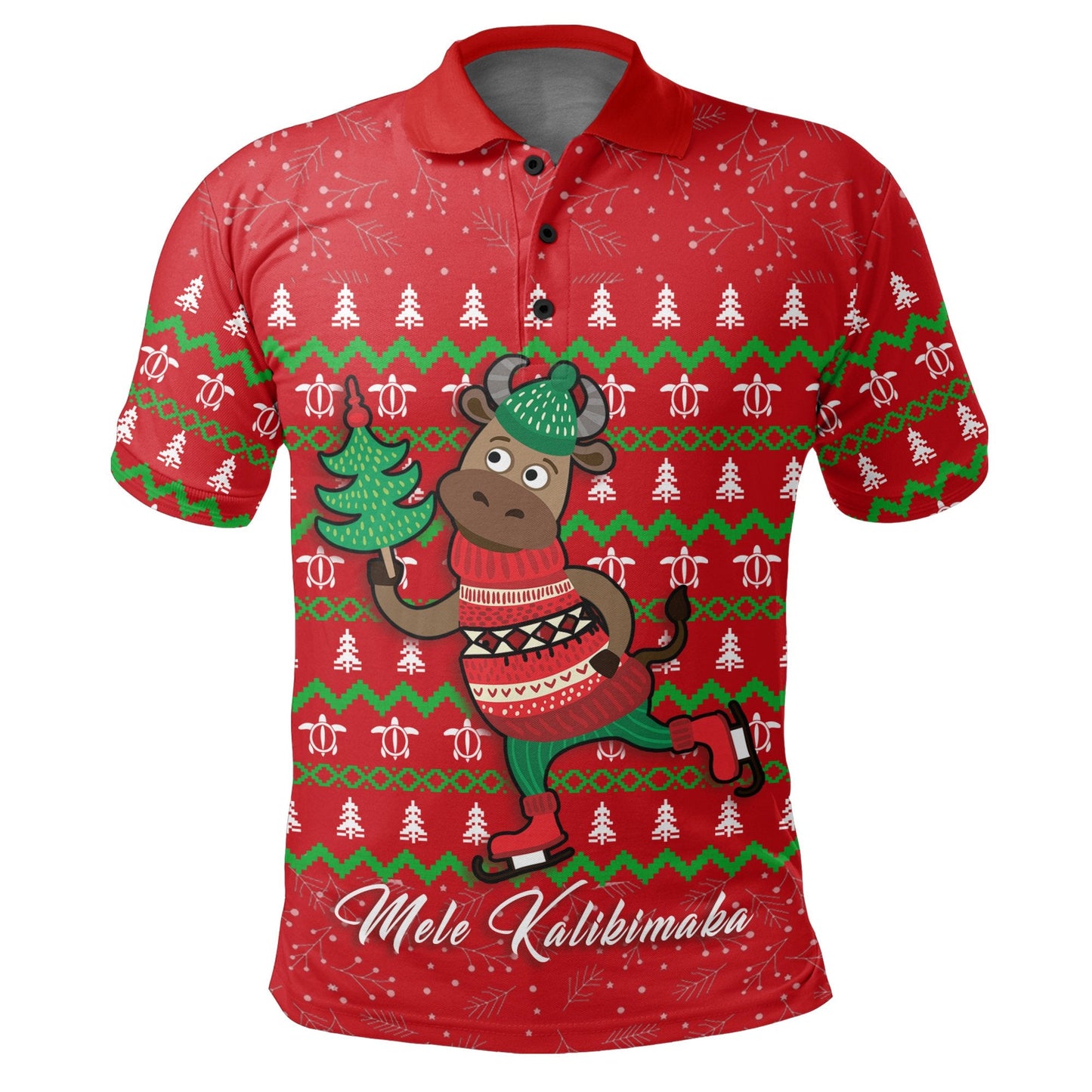 Hawaiian Turtle Christmas Polo Shirt - Red - Felix Style - AH