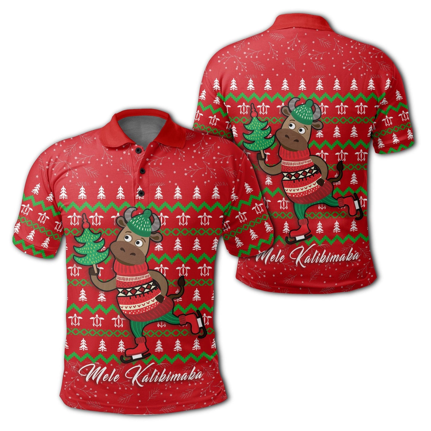 Hawaiian Turtle Christmas Polo Shirt - Red - Felix Style - AH