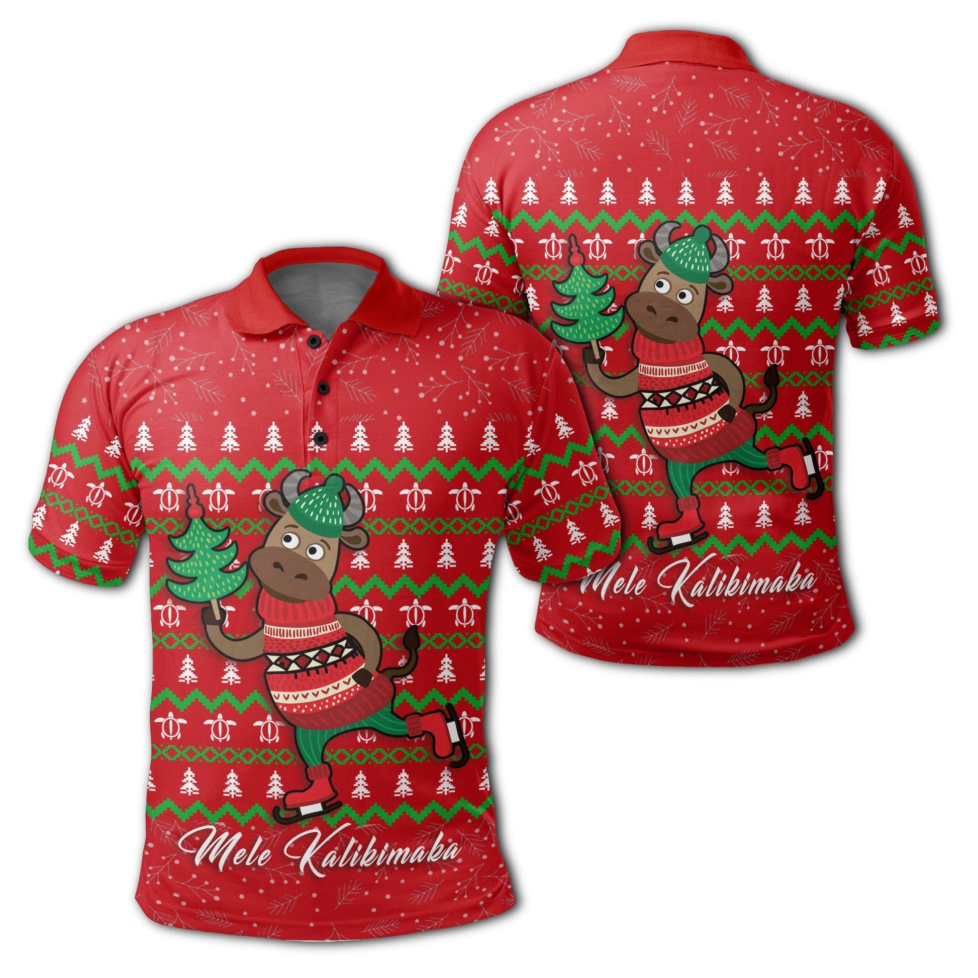Hawaiian Turtle Christmas Polo Shirt - Red - Felix Style - AH