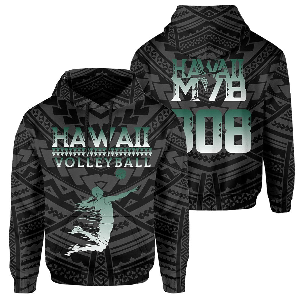 Polynesian Volleyball Sport Kakau Hawaii Hoodie Black