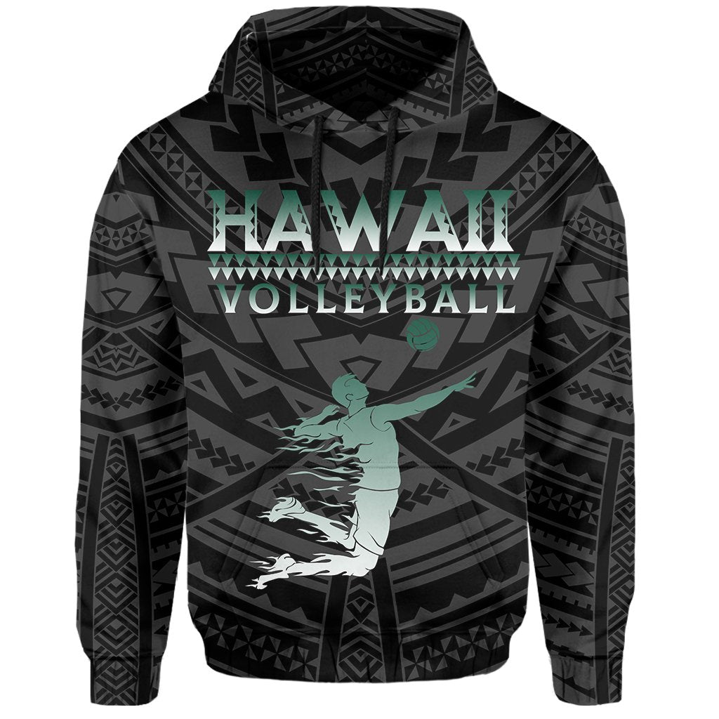 Polynesian Volleyball Sport Kakau Hawaii Hoodie Black