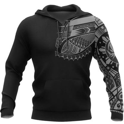 Polynesian Hoodie Polynesian Gray Chest Tattoo Style Special