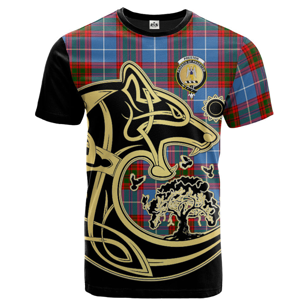 Printivon Preston Crest Celtic Wolf Tartan T Shirt Custom Your Text