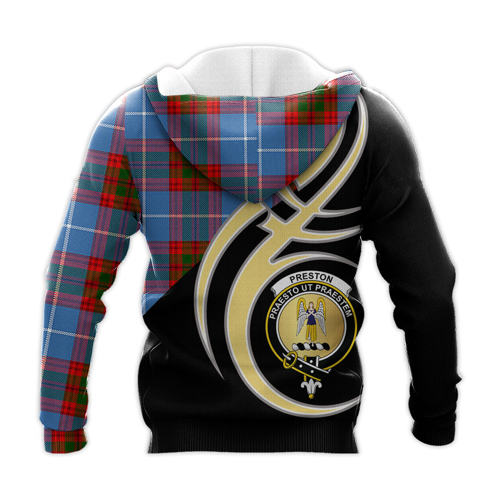 Printivon Preston Clan Believe In Me Crest Tartan Knitted Hoodie Custom Your Text