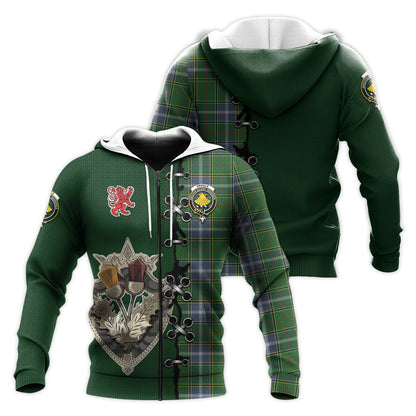 Printivon Pringle Tartan Hoodie Lion Rampant And Celtic Thistle Style
