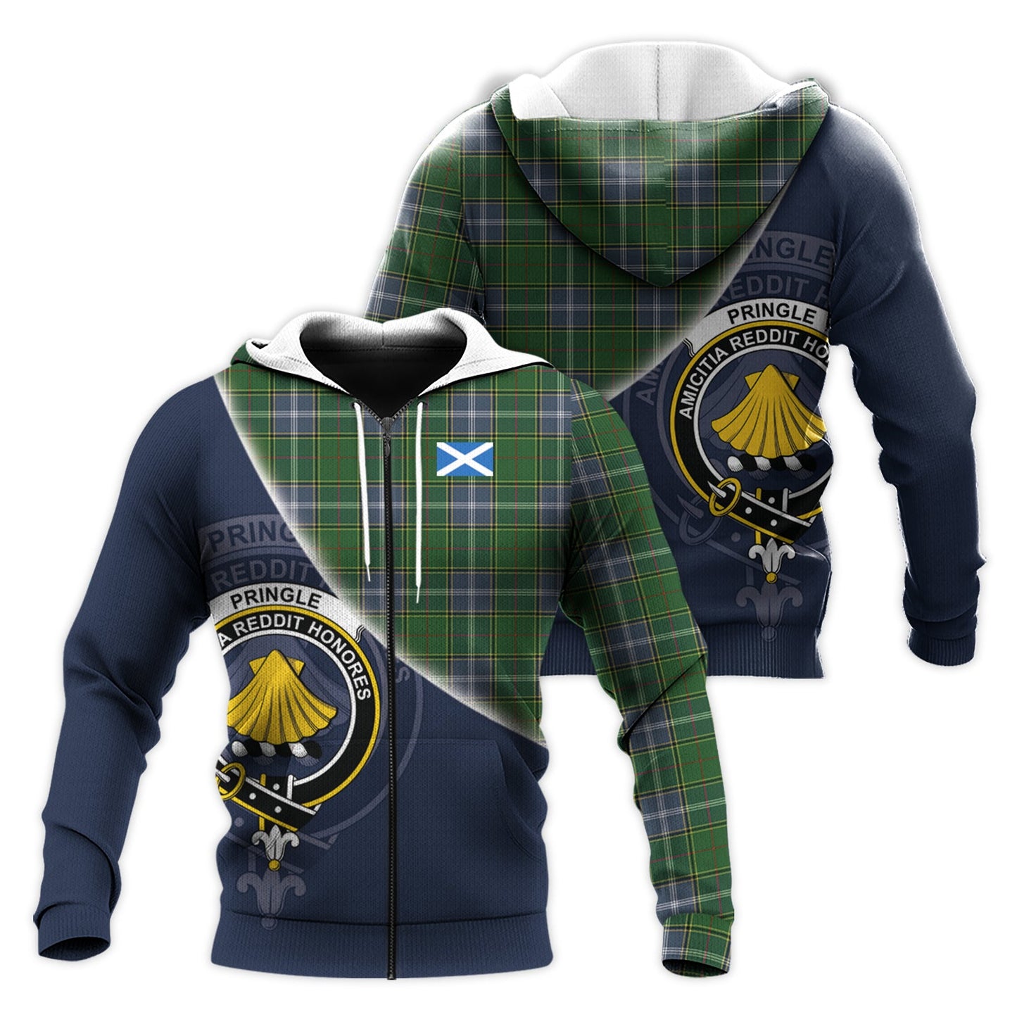 Printivon Pringle Tartan Scottish Crest Hoodie