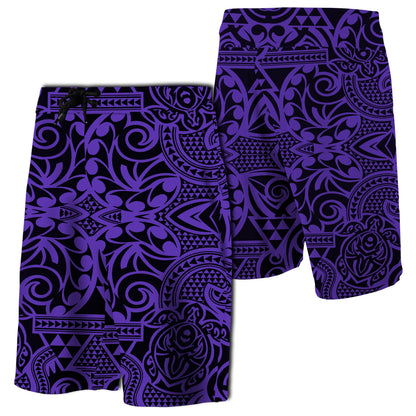 Hawaii Polynesian Tribal Turtle Board Shorts Purple