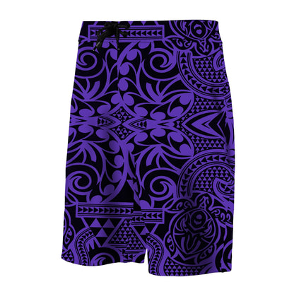 Hawaii Polynesian Tribal Turtle Board Shorts Purple