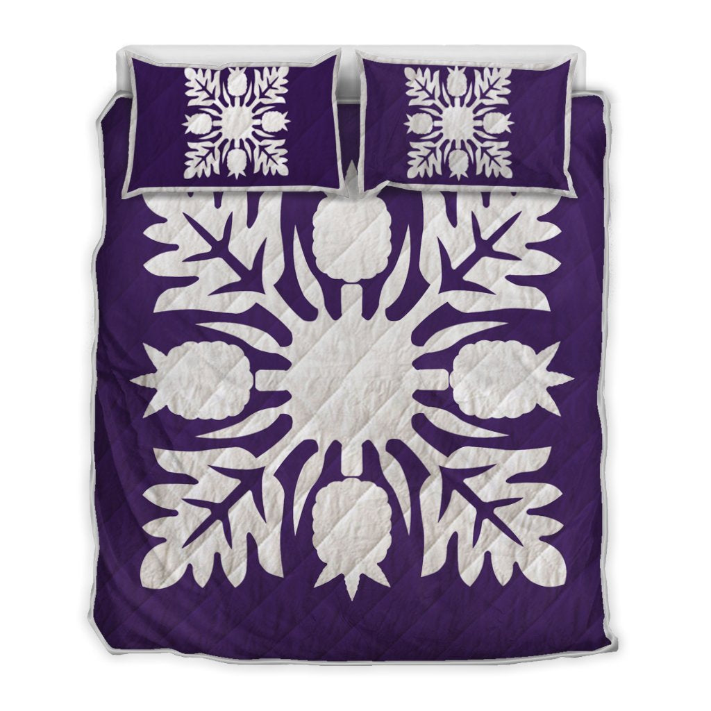 Hawaiian Royal Pattern Quilt Bed Set Purple N1 Style AH