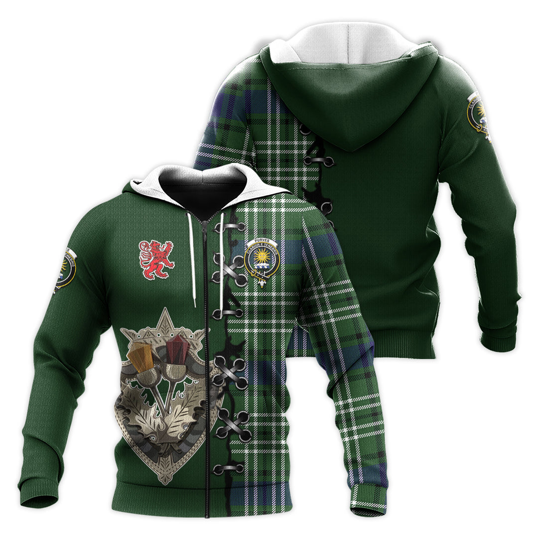 Printivon Purves Tartan Hoodie Lion Rampant And Celtic Thistle Style