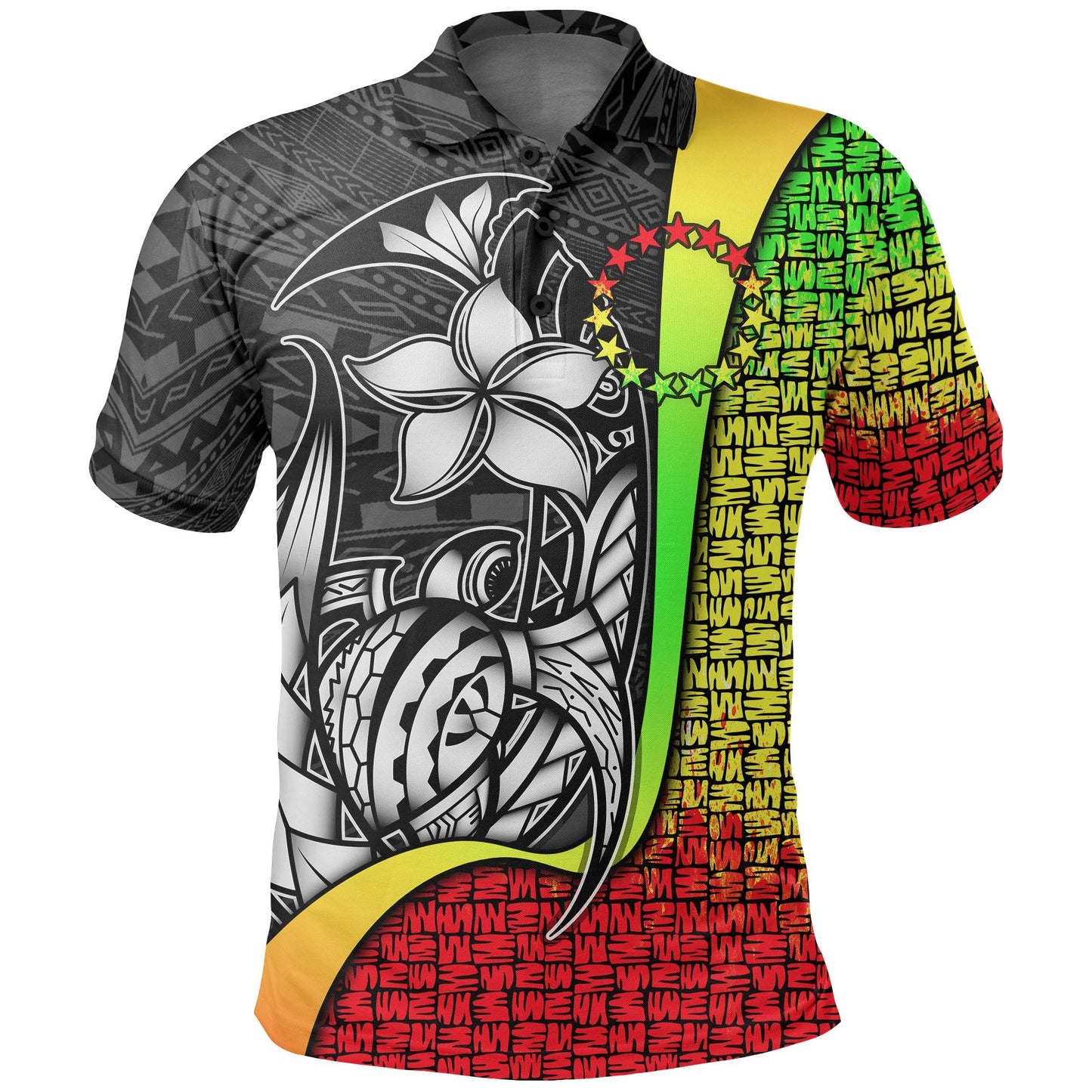 Cook Islands Polo Shirt Reggae - Turtle with Hook
