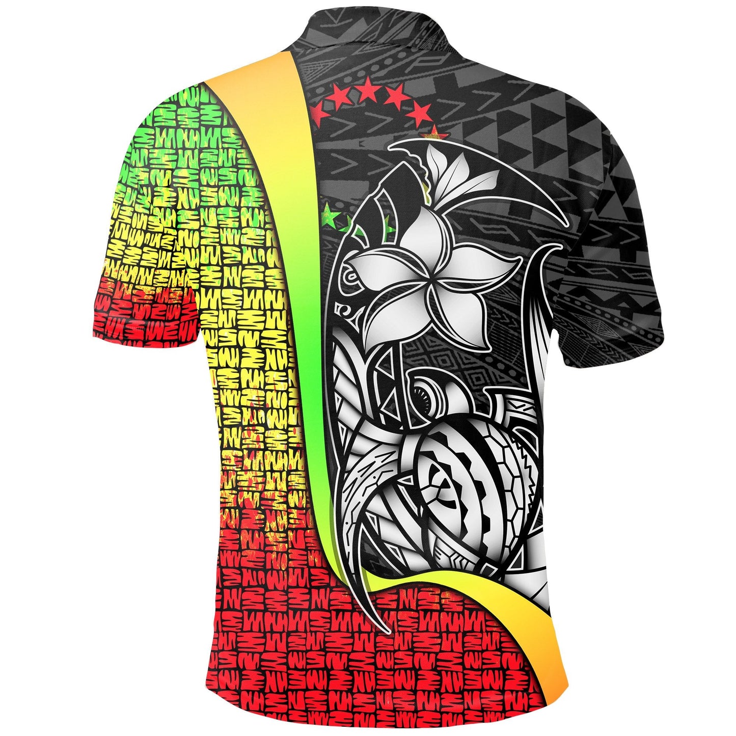 Cook Islands Polo Shirt Reggae - Turtle with Hook