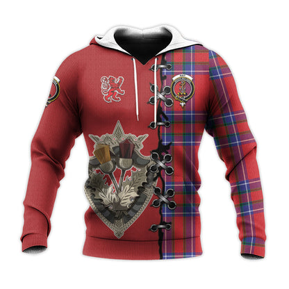 Printivon Rait Tartan Hoodie Lion Rampant And Celtic Thistle Style