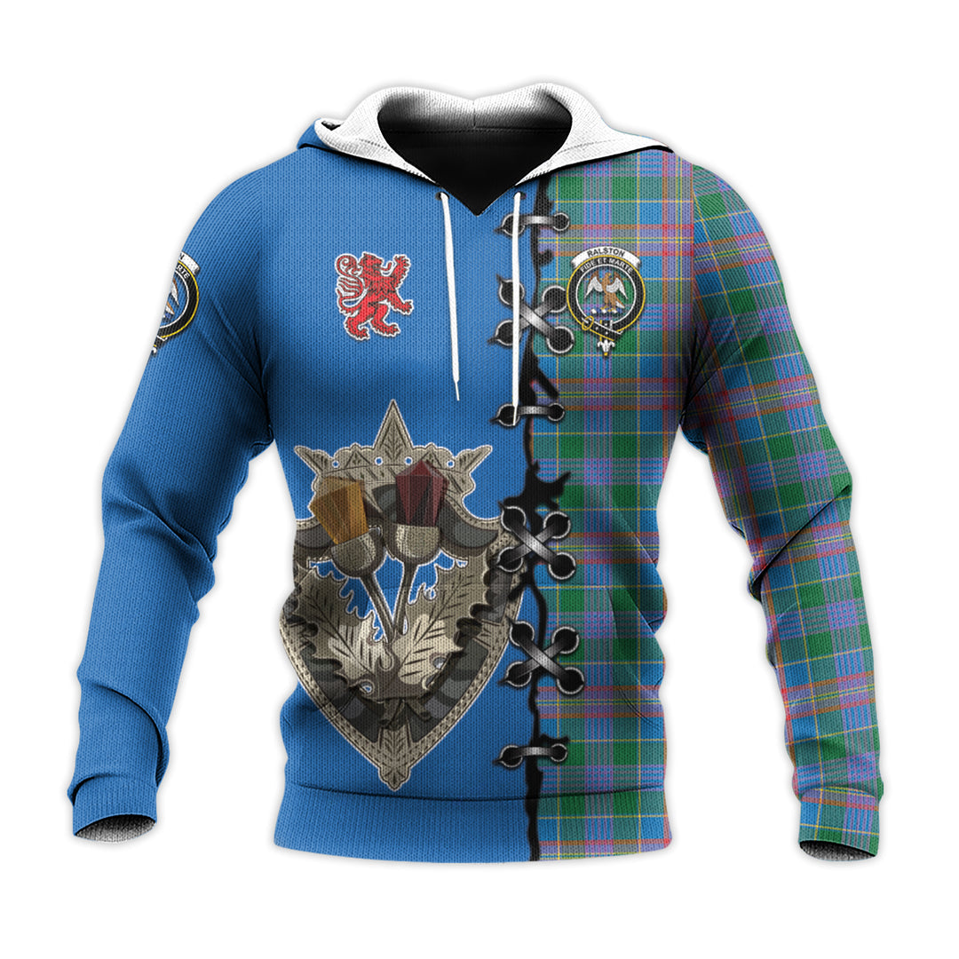 Printivon Ralston Tartan Hoodie Lion Rampant And Celtic Thistle Style
