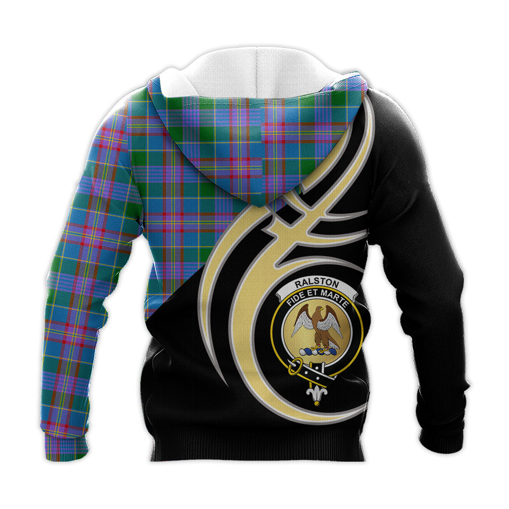 Printivon Ralston Clan Believe In Me Crest Tartan Knitted Hoodie Custom Your Text