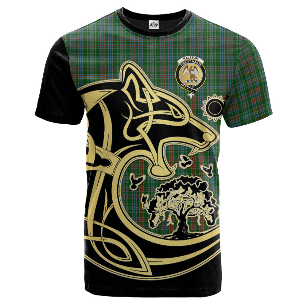 Printivon Ralston USA Crest Celtic Wolf Tartan T Shirt Custom Your Text