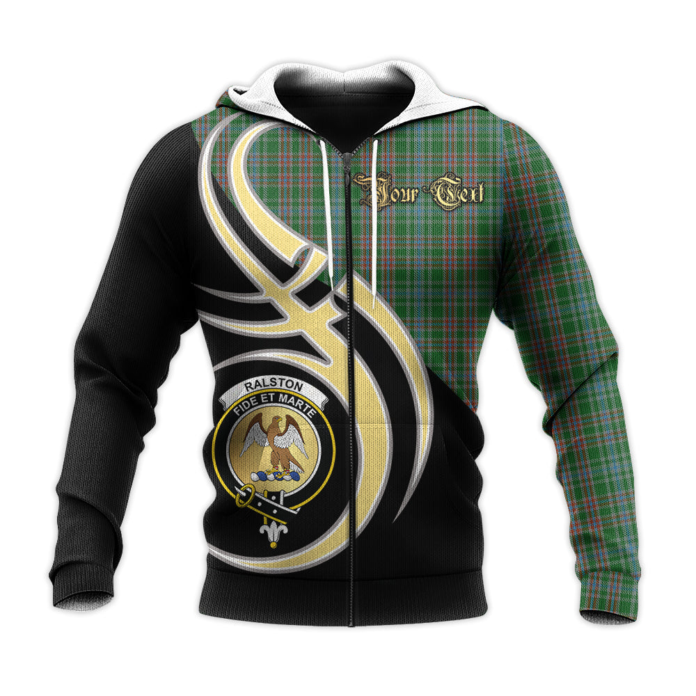 Printivon Ralston Usa Clan Believe In Me Crest Tartan Knitted Hoodie Custom Your Text